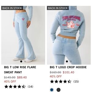 Excellent condition womens true religion set